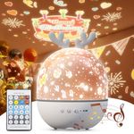 4-in-1 Night Light Projector with Timer and Remote Control for Kids Gift, USB Rechargeable Night Lamp 360°Rotatable Sound Machine Baby Sleep Lighting Starry Projector for Baby Children Teen Adult