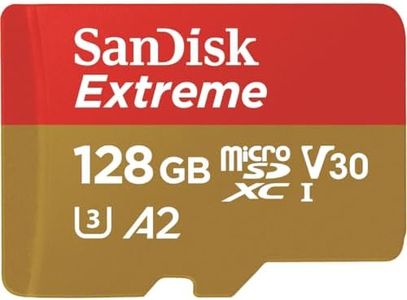 SanDisk 128 Go Extreme carte microSDXC pour caméras embarquées et drones + Adaptateur SD + RescuePRO Deluxe, jusqu'à 190 Mo/s, avec performances A2 App, UHS-I , Classe 10, U3, V30