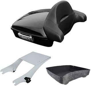 SLMOTO Chopped Tour Pack Trunk W/Backrest Pad 2 Up Trunk Mounting Rack Fit for Harley Tour Pack Street Electra Glide Road King 1997-2023