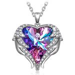 Kate Lynn Necklace for Women Love Heart Pendant Mother's Day Gifts Crystal Angel Wings Necklace for Her Birthday Gifts for Women Mum Wife Girlfriend Her Ladies Gifts Jewellery Box