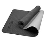 Glymnis Yoga Mat Exercise Mat Thick Non Slip Pilates Mat, Anti Tear Durable for Fitness Workouts Gym with Carrying Strap for Women Men (Balck and Gray)