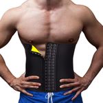 Men Waist Trainer Belt Workout for Body Weight Loss Fitness Fat Burner Trimmer Band Back (Black, M)