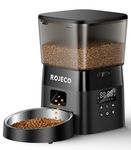 ROJECO Automatic Cat Feeder, Pet Feeder Dual Power Supply, Cat Feeder Automatic with Stainless Steel Bowl, Time & Portion Programmable 6 Meals Up to 16 Portions Per Meal Suitable for Pet