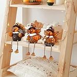 ALLADINBOX 3 Pcs Resin Pilgrim Turkey Figurine Decorative Shelf Sitters with Dangling Legs, Thanksgiving Harvest Fall Decor Home and Kitchen Autumn Tabletop Centerpiece Displays