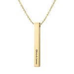 Personalised Name 3D Long Bar Necklace in Silver, Gold and Rose Gold, Custom Engraved Jewellery With Gift Box (Gold)