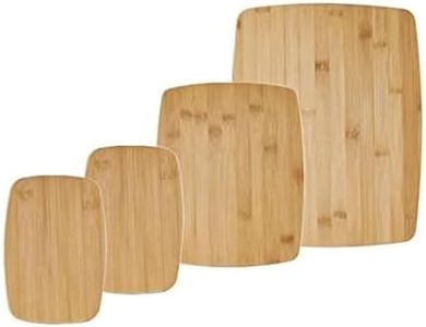 Farberware 4-Piece Kitchen Reversible Chopping Boards for Meal Prep and Serving, Charcuterie Board Set, Wood Cutting Boards, Assorted Sizes, Bamboo