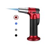 Butane Torch, ibforcty Refillable Culinary Cooking Torch Kitchen Blow Torch Lighter with Safety Lock Adjustable and Lock Flame (Butane Gas not Included) (Red)