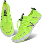 Men Women Water Sports Shoes Slip-on Quick Dry Aqua Swim Shoes for Pool Beach Surf Walking Water Park, 2-b-fluorescent Green, 7.5 Women/6 Men