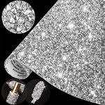 MAYCREATE 1 Roll Self Adhesive Bling Rhinestone Strips Diamond Ribbon, Rhinestones Diamonds Ribbon Bling Wrap For Diy Crafts, Makeup Table, Phone, Party Decor, 9.4" X 15.8", White