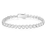 KRKC Tennis Bracelets For Women, Cubic Zirconia Bracelet, S925 Sterling Silver With White Gold Plated, 5A Round CZ Diamond Bracelets For Women Mother's Day Gift,Bezels Style 4MM 7 inches