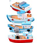 Toyvian 4 PACK Miniature Boat Dollhouse Boat Sea Fishing Boats Ornament Plastic Boat Ornament Resin Cruise Models Micro Landscape Boat Mediterranean Handmade Boats Toy, Random Style