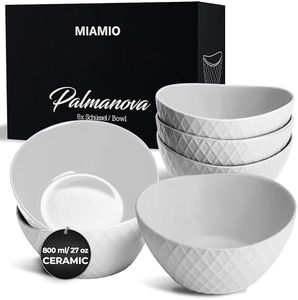 MIAMIO - 6 x 800 ml - Bowl Set/Cereal Bowl Set - Modern Matte Bowls - Large Bowls Set - Palmanova Collection (White)