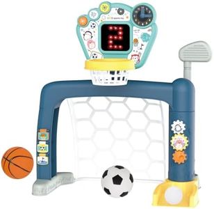 Lenoxx Gem Toys Sports World 3-in-1 Adjustable Indoor Sports Set: Basketball Stand, Soccer Goal, Golf Course - Fun for All Ages!