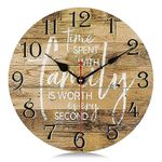 Lafocuse Wooden Rustic Farmhouse Family Wall Clock Silent Non Ticking 12 Inch,Battery Operated Vintage Shabby Chic Kitchen Clocks Wall Decorative for Living Room Bedroom Office