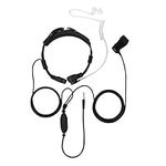 Acoustic Tube Headset, PTT Mic Covert Earpiece 3.5mm Throat Mic Anti Radiation Adjustable Size Headset for Mobile Phone