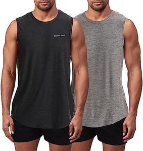 Different Touch Men’s Big and Tall 2 Pack Active Gym Sleeveless Shirts Muscle Tank Top, Gray/Charcoal Black, 4X-Large Big