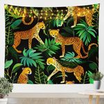 Erosebridal Tropical Tapestry Wall Art Brown Cheetah Wildlife Tapestries for Young Man, Botanical Wall Hangings Art Big Cat Bedding African Safari Animals Picnic Blankets