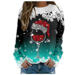 Christmas Jumper for Women UK Long Sleeve Crewneck Sweatshirts Casual Christmas Sweatshirts Winter Christmas Print Ladies Pullover Tops Loose Women's And Men's Tops for Work Officce