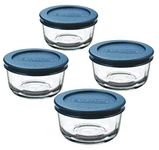 Anchor Hocking Classic Glass Food Storage Containers with Lids, Blue, 1 Cup (Set of 4)