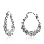 Silver Oval Huggie Hoop Earrings for Women Round Hoop Earrings with Diamond Handmade Jewellery for Gifts