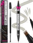 iMethod Eyebrow Pen - Eyebrow Pencil Magical 2-in-1 Eye Brow Pencils for Women with 4-Fork-Tip & Precise Brush-Tip Create Natural Hair-Like Brows, Last All-Day, Microblading Eyebrow Pen, Brown