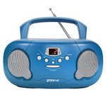 groov e Orginal Boombox - Portable CD Player with Radio, 3.5mm Aux Port, & Headphone Socket - LED Display, 2 x 1.2W Speakers - Battery or Mains Powered - Blue