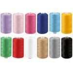 12 SPOOLS of 600 Yards Polyester Sewing Thread for Sewing Machine All Purpose Premium Quality Thread (Colorful)