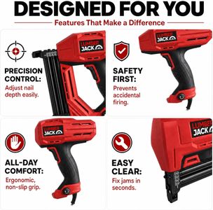 Lumberjack Electric Brad Nailer Stapler – Heavy Duty for Carpentry & Upholstery, Includes Staples & Nails
