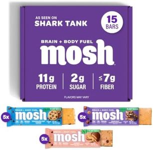 MOSH Variety Pack Vegan Protein Bars, Plant Based, Keto, Gluten Free, Brain Healthy Snack with Cognizin, Ashwagandha and Lion's Mane, 15 Count