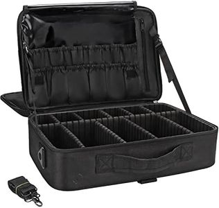 ACOPINE 28Cms Large Makeup Organizer Bag Travel Train Case Portable Cosmetic, Artist Storage Bag With Adjustable Dividers For Cosmetic Bags Makeup Brushes(18 Inch(2 Layer)_Travel Makeup Bag_Black