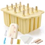 Popsicles Molds, MEETRUE 12 Pieces Silicone Popsicle Molds Easy-Release BPA-free Popsicle Maker Molds Ice Pop Molds Homemade Popsicle Ice Pop Maker with 50PCS Popsicle Sticks+Cleaning Brush