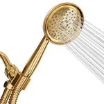 ShowerMaxx, Luxury Spa: ImperialShine Gold Hand Held Shower Head, 5 inch 6 Spray Settings Handheld Showerhead with Extra-Long Hose, Experience Comfort and Elegance (Polished Brass/ImperialShine Gold)
