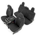 Rough Country Neoprene Seat Covers for Chevy Silverado & GMC Sierra 1500 (2019-2025) w/No Rear Seat Storage or Cup Holder - Waterproof & UV Resistant, Foam Padded, Front & Rear Seat Cover Set