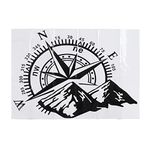 Aramox Campervan Decals, Compass Mountain Decal Car Compass Pattern Stickers 48x34cm Decoration Universal for Rear Window Hood Door Body for Truck SUV Camper Van Motorhome Caravan Trailer