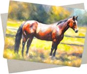 Pretty Quarter Horse Card (7X5 Inch and Blank Inside for All Occasions) for Birthday, Horse Sympathy, or as a Horse Wedding Card - 762