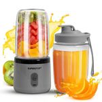 SUPERSTUD Blender for Smoothies & Juices | Mini Blender Mixer Grinder | 2-Jar Capacity (400ml*2) | 45 Watts Bullet Rechargeable Portable Juicer | Auto-Stop After 40s (GREY)