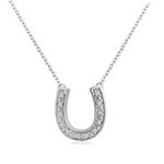 Amanda Rose Collection Women's Sterling Silver And Diamond Horseshoe Necklace 1/10 Cttw 16 Inches