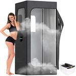 Adamson Full Size Portable Steam Sauna - Indoor Sauna Tent for Home Spa Relaxation + Boost Health and Recovery + 2.6L 1000W Steamer + Chair + Remote + Foot Massager - New 2024 - Nylon Black