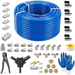 1/2" x 200FT Compressed Shop Air Line Kit, HDPE Aluminum Tubing, Compressed Air Line Kit for Garage Rapid Air System, Air Compressor Hose Kit, Air Hose Kit, Leak-Proof and Easy to Install, Blue