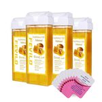 FOCTXI Wax Roller Kit Wax Cartridge, Roll On Wax for Hair Removal, Roll on Wax, 4 Honey Hair Removal Wax Cartridge and 10 Pack Cleaning Oil Wipes for Women