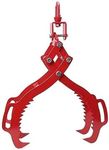 BouPower Log Tongs 4 Serrated Claw Hook Tongs 32 Inch Timber Claw Hook Steel Log Grabber,Red,32"