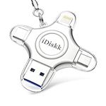 iDiskk 128GB lightning USB Stick for iPhone 4 in 1 iPhone Photo stick,iPad memory iPhone storage work with latest iPhone USB-C device Mac and Computer USB Flash drive for iPhone