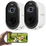 LongPlus 2K Security Cameras Wireless Outdoor,2pack Battery Wireless Security Camera Outdoor,Motion Detection,WiFi Cameras for Home, Color Night Vision,2-Way Talk, Works with Alexa,Cloud/SD Storage