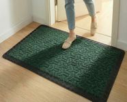Yellow Weaves Large Size (60x90 cm) Door Mat for Home Entrance, Outdoor Rubber Mat - Non-Slip, Anti Skid Foot Mat, Dirt Trapper, Heavy-Duty, Waterproof Doormat (Triangle Design, Green Color)