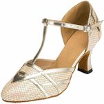 TDA Women's T-Strap Glitter Synthet