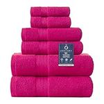 COZYART Hot Pink Bath Towels Set, Turkish Cotton Hotel Large Bath Towels Bulk for Bathroom, Thick Bathroom Towels Set of 6 with 2 Bath Towels, 2 Hand Towels, 2 Washcloths, 650 GSM