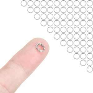 HOLAILS 100PCS Small Double Open Jump Rings Stainless Steel Small Key Rings Split Rings Functions on connectors for Jewelry Necklaces Bracelets Earrings Crafts Decorations and DIY(0.24 inches, silver)