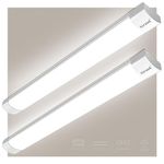 2 Pcs Led Batten Light 5ft Tube Light 150CM 45W 4500LM IP66 Waterproof Airand Linkable Ceiling Light Natural White for Garage Office Workshop Cellar Shop Basement Bathroom Kitchen Hotel Indoor Outdoor