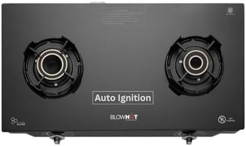 BLOWHOT Auto Ignition 2 Tornado Brass Burner Gas Stove Emerald - Toughened Glass Cook Top -ISI certified- Black Powder Coated Body - 2 Year Warranty By Blowhot on Burner, Gas Valve and Glass