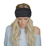 Momisy Knitted Winter Twist Woolen Warm Headband Cold Weather Hair Accessories Head Wrap Winter Designer Headbands for Women & Men- Black